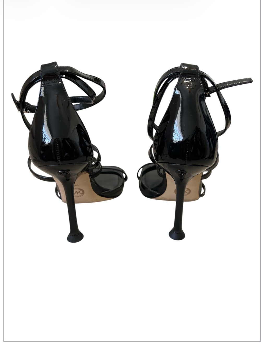 Michael Kors Imani Black Patent Strappy Stiletto Sandals with Square Toe - Picture 3 of 7